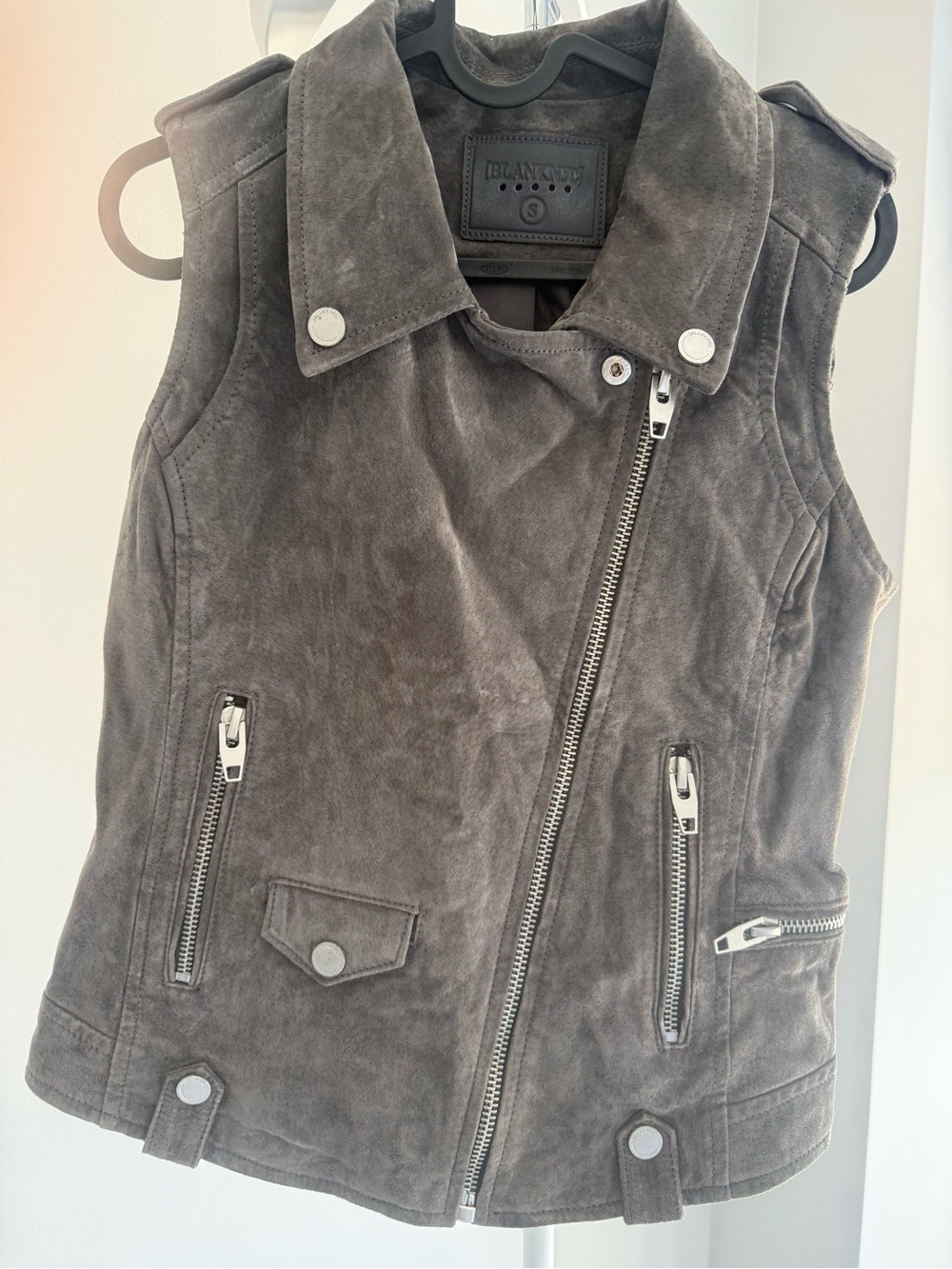 Blank NYC Charcoal Suede Moto Vest
